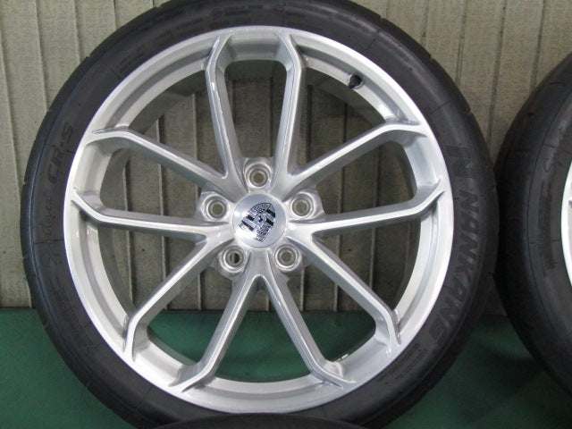 超希少品・ポルシェ・982型・718ケイマン・GT4・718スパイダー・ボクスター【ホイール】ポルシェ　982型　718ケイマン　GT4純正　ブラッシュド加工品【タイヤ】おまけタイヤ（港北店）